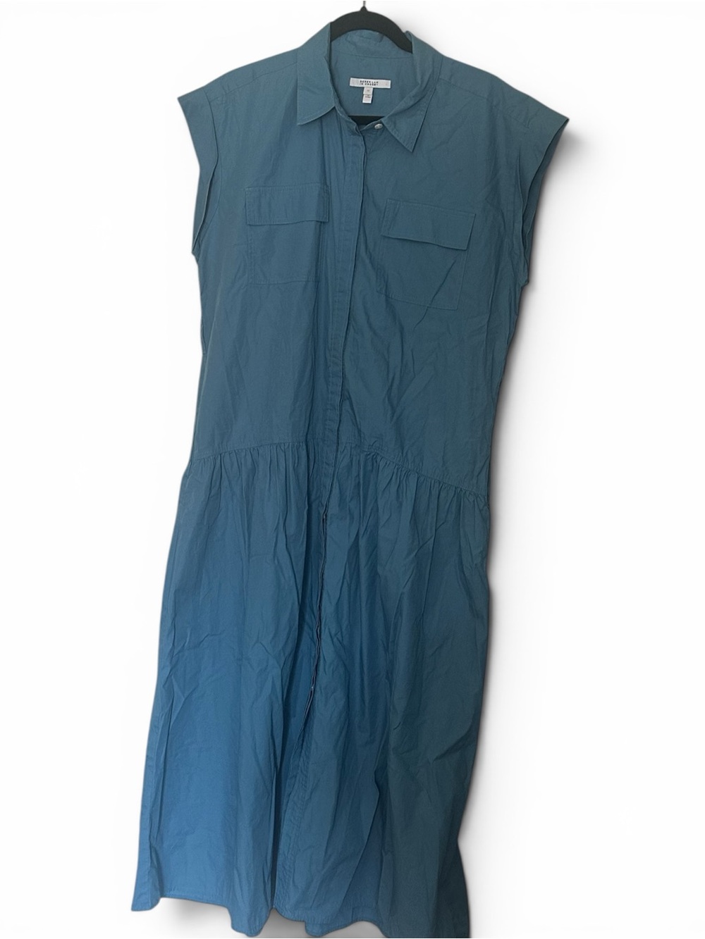 10 Crosby Derek Lam Teal Blue Sleeveless Midi Shirt Dress US12